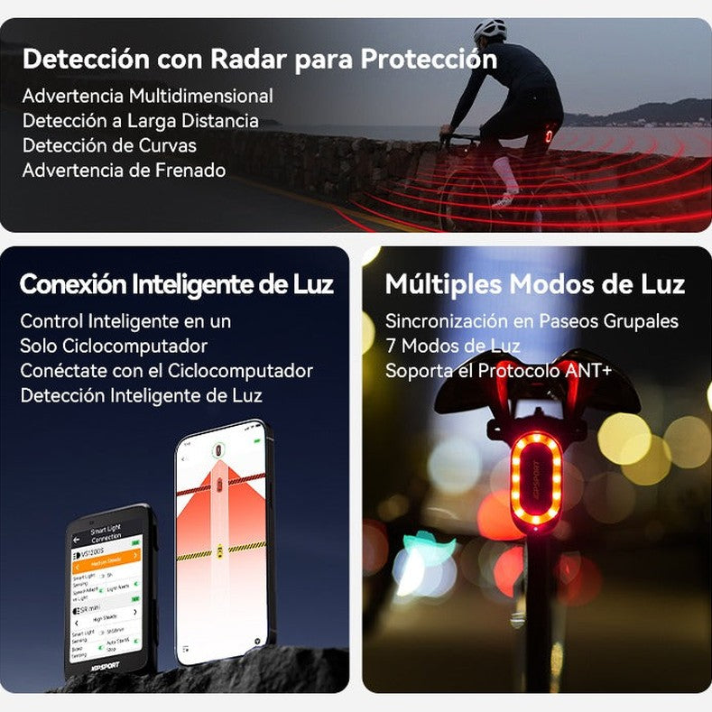 LUZ TRASERA IGPSPORT SR MINI CON RADAR