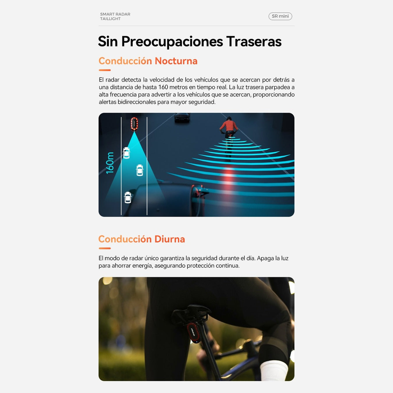 LUZ TRASERA IGPSPORT SR MINI CON RADAR