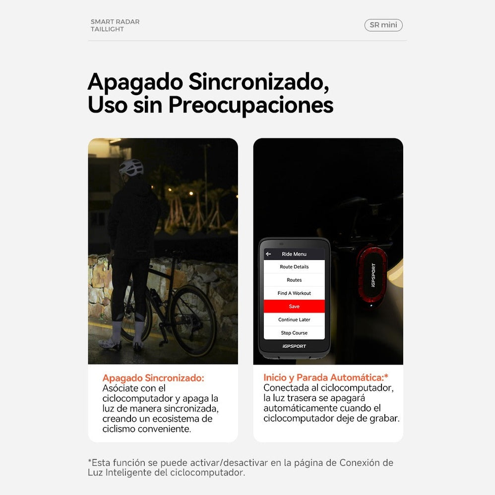 LUZ TRASERA IGPSPORT SR MINI CON RADAR