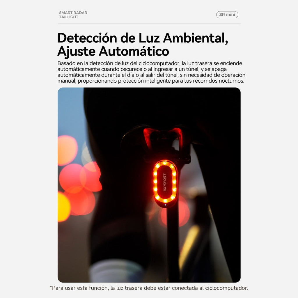 LUZ TRASERA IGPSPORT SR MINI CON RADAR